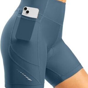 Bikewa Women's XS 4D Padded Bike Shorts High Waist Cycling Underwear Zipper Pock